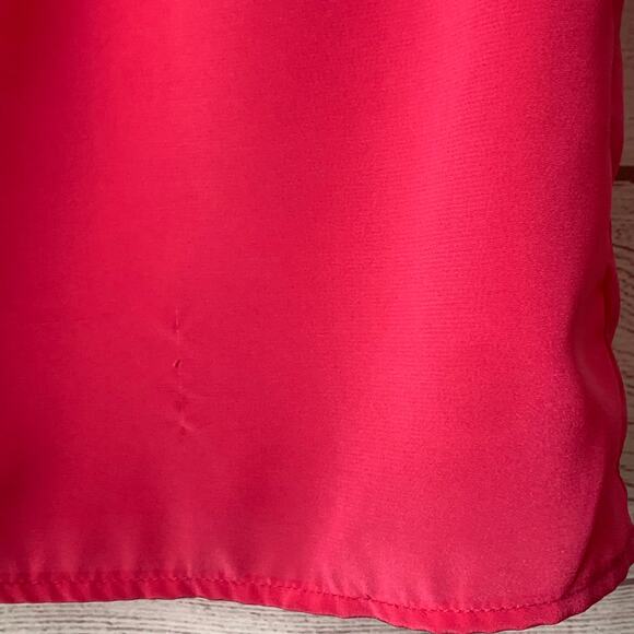 Vintage La Blouse Pink Silky Blouse Button Up Short Sleeves Shoulder Pads 12 - Picture 8 of 11